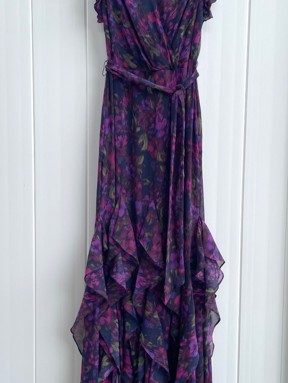 Ralph Lauren Georgette Dress Long Formal Ruffle Flutter Floral 6 - Picture 5 of 14